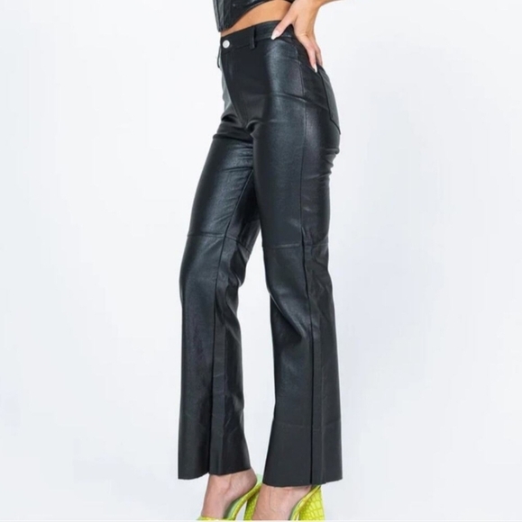 Princess Polly Macey Black Faux Leather Pants - Picture 2 of 12